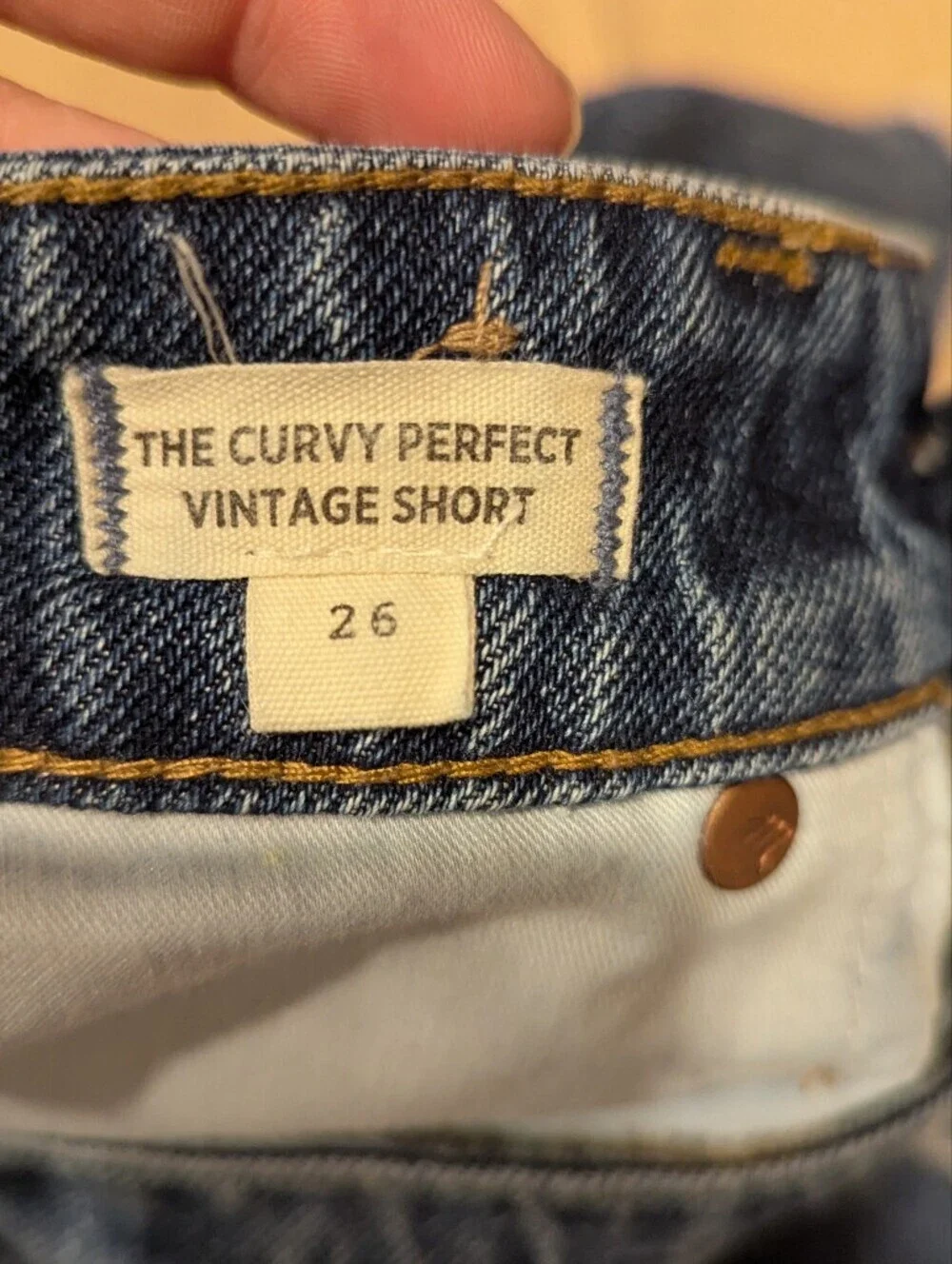 Classic High-Rise Distressed Denim Shorts - Blue Curvy Vintage Fit